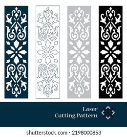 Laser and CNC cut pattern. Vector template with abstract geometric texture in oriental style, floral grid ornament. Decorative stencil panel for laser cutting of wood, metal, engraving.