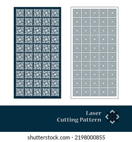 Laser and CNC cut pattern. Vector template with abstract geometric texture in oriental style, floral grid ornament. Decorative stencil panel for laser cutting of wood, metal, engraving.