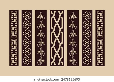Laser and CNC cutting panels template. Decorative Laser die cut pattern design