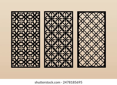 Laser and CNC cutting panels template. Decorative Laser die cut pattern design