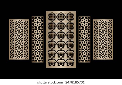 Laser and CNC cutting panels template. Decorative Laser die cut pattern design