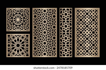 Laser- und CNC-Schneidplatten Vorlage. Dekoratives Laser-Stanzmuster-Design