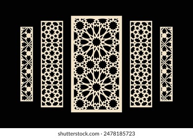 Laser and CNC cutting panels template. Decorative Laser die cut pattern design