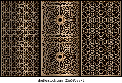 Laser and CNC cutting panels template, Islamic, arabic moroccan geometric patterns, islamic designs and patterns collection, muslim arabesque geometric patterns