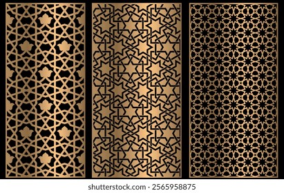 Laser and CNC cutting panels template, Islamic, arabic moroccan geometric patterns, islamic designs and patterns collection, muslim arabesque geometric patterns