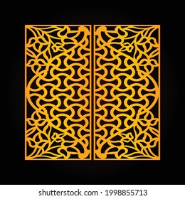 Laser- und CNC-Schnittvorlage, goldenes Farbmuster und schwarzer Hintergrund