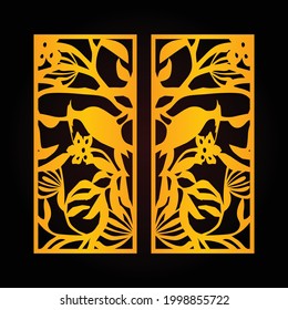 Laser and CNC cutting template, Golden color pattern and black color background