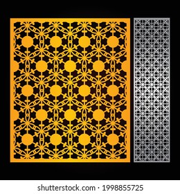 Laser and CNC cutting template, Golden color pattern and black color background