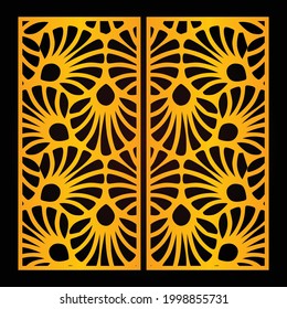 Laser and CNC cutting template, Golden color pattern and black color background