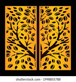 Laser and CNC cutting template, Golden color pattern and black color background