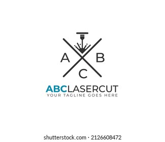 laser cnc engraving logo with laser beam shooting on X sign	
