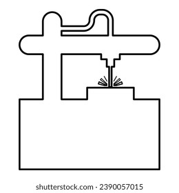 Máquina láser CNC para equipos de grabado para cortar el uso contorno de haz icono línea de contorno color negro ilustración vectorial estilo plano delgado