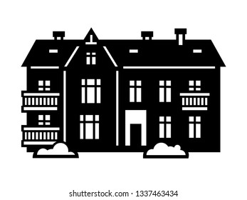 Laser cut of Amsterdam style house. Silhouette of typical dutch canal view at Netherlands. Stylized facade of old building. Wood carving vector template. Background for banner, christmas vintage card.