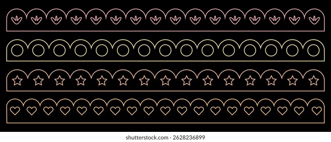 Design de borda de corte a laser. Padrões decorativos de acabamento vetorial para couro e têxteis.