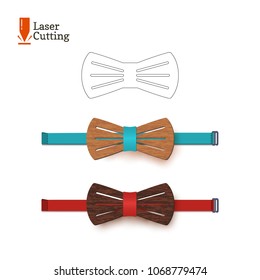 Laser cut bow-tie template for DIY. Vector silhouette for cutting a bow tie on a cnc, lathe made of wood, metal, plastic. The idea of design of a stylish accessory.