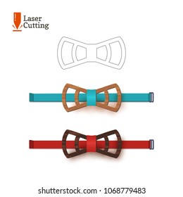 Laser cut bow-tie template for DIY. Vector silhouette for cutting a bow tie on a cnc, lathe made of wood, metal, plastic. The idea of design of a stylish accessory.