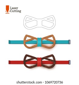 Laser cut bow-tie template for DIY. Vector silhouette with cute cat ears for cutting a bow tie on a cnc, lathe made of wood, metal, plastic. Funny idea of design of a stylish accessory.