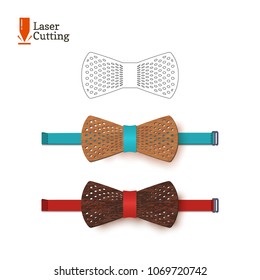 Laser cut bow-tie template for DIY. Vector silhouette for cutting a bow tie on a cnc, lathe made of wood, metal, plastic. The idea of design of a stylish accessory.