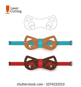 Laser cut bow-tie template for DIY. Vector silhouette with cute cat ears for cutting a bow tie on a cnc, lathe made of wood, metal, plastic. Funny idea of design of a stylish accessory