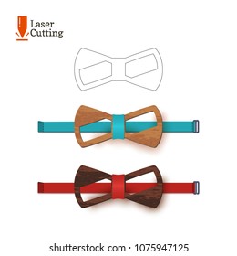 Laser cut bow-tie template for DIY. Vector silhouette for cutting a bow tie on a cnc, lathe made of wood, metal, plastic. The idea of design of a stylish accessory