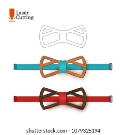 Laser cut bow-tie template for DIY. Vector silhouette with cute cat ears for cutting a bow tie on a cnc, lathe made of wood, metal, plastic. Funny idea of design of a stylish accessory