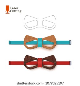 Laser cut bow-tie template for DIY. Vector silhouette with cute cat ears for cutting a bow tie on a cnc, lathe made of wood, metal, plastic. Funny idea of design of a stylish accessory.