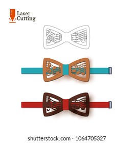 Laser cut bow-tie template. Vector silhouette for cutting a bow tie on a lathe made of wood, metal, plastic. The idea of design of a stylish accessory.