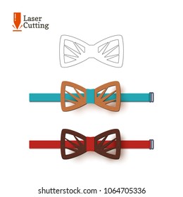 Laser cut bow-tie template. Vector silhouette for cutting a bow tie on a lathe made of wood, metal, plastic. The idea of design of a stylish accessory.