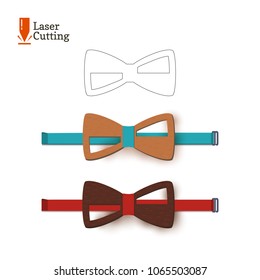 Laser cut bow-tie template. Vector silhouette for cutting a bow tie on a lathe made of wood, metal, plastic. The idea of design of a stylish accessory.