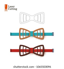 Laser cut bow-tie template. Vector silhouette for cutting a bow tie on a lathe made of wood, metal, plastic. The idea of design of a stylish accessory.