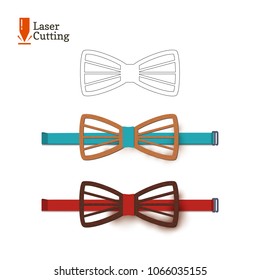 Laser cut bow-tie template. Vector silhouette for cutting a bow tie on a lathe made of wood, metal, plastic. The idea of design of a stylish accessory