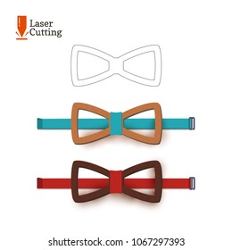 Laser cut bow-tie template. Vector silhouette for cutting a bow tie on a lathe made of wood, metal, plastic. The idea of design of a stylish accessory