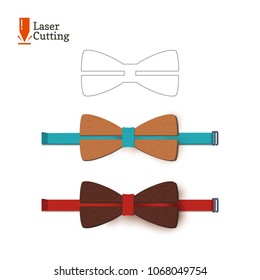 Laser cut bow-tie template. Vector silhouette for cutting a bow tie on a lathe made of wood, metal, plastic. The idea of design of a stylish accessory