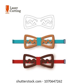 Laser cut bow-tie template. Vector silhouette for cutting a bow tie on a lathe made of wood, metal, plastic. The idea of design of a stylish accessory