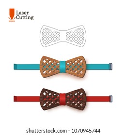 Laser cut bow-tie template. Vector silhouette for cutting a bow tie on a lathe made of wood, metal, plastic. The idea of design of a stylish accessory.