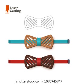 Laser cut bow-tie template. Vector silhouette for cutting a bow tie on a lathe made of wood, metal, plastic. The idea of design of a stylish accessory.