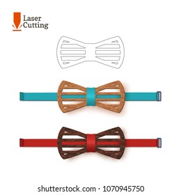 Laser cut bow-tie template. Vector silhouette for cutting a bow tie on a lathe made of wood, metal, plastic. The idea of design of a stylish accessory.