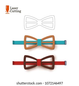 Laser cut bow-tie template. Vector silhouette for cutting a bow tie on a lathe made of wood, metal, plastic. The idea of design of a stylish accessory