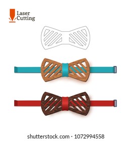 Laser cut bow-tie template. Vector silhouette for cutting a bow tie on a lathe made of wood, metal, plastic. The idea of design of a stylish accessory.