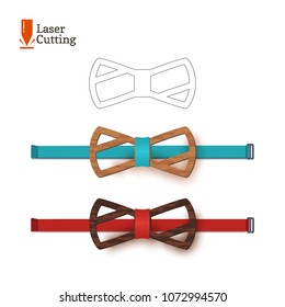 Laser cut bow-tie template. Vector silhouette for cutting a bow tie on a lathe made of wood, metal, plastic. The idea of design of a stylish accessory