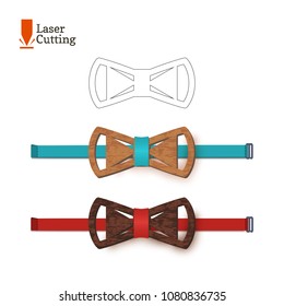 Laser cut bow-tie template. Vector silhouette for cutting a bow tie on a lathe made of wood, metal, plastic. The idea of design of a stylish accessory