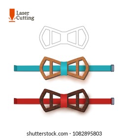 Laser cut bow-tie template. Vector silhouette for cutting a bow tie on a lathe made of wood, metal, plastic. The idea of design of a stylish accessory