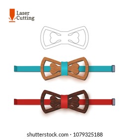 Laser cut bow-tie template whith bone symbol. Vector silhouette for cutting a bow tie on a lathe made of wood, metal, plastic. The creative idea of design of a stylish and funny accessory.