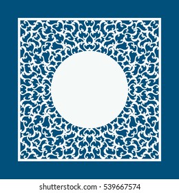 Laser cut card with swirls. Laser cutting template for diy, greeting cards, envelopes, wedding invitations, decorative elements.