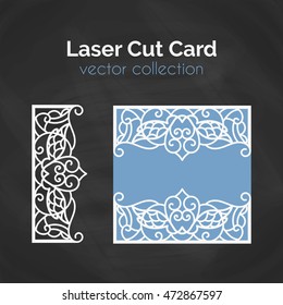 Laser Cut Card. Template For Laser Cutting. Cutout Illustration With Abstract Decoration. Die Cut Wedding Invitation Card.