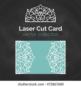 Laser Cut Card. Template For Laser Cutting. Cutout Illustration With Abstract Decoration. Die Cut Wedding Invitation Card.