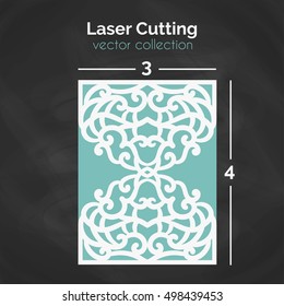 Laser Cut Card. Template For Cutting. Cutout Illustration.