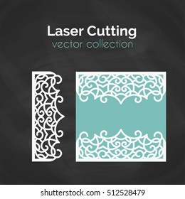 Laser Cut Card. Template For Laser Cutting. Cutout Illustration With Crown Decoration. Die Cut Wedding Invitation Card. Vector Envelope Design.