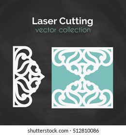Laser Cut Card. Template For Laser Cutting. Cutout Illustration. Die Cut Wedding Invitation Card. Vector Envelope Design.