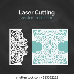Laser Cut Card. Template For Laser Cutting. Cutout Illustration. Die Cut Wedding Invitation Card. Vector Envelope Design.